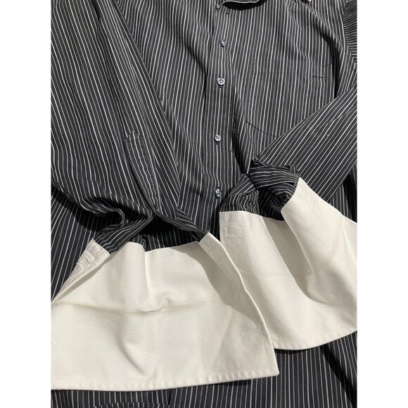 Donald J Trump Signature Collection button up shirt stripe white collar men 15.5 - Picture 5 of 6
